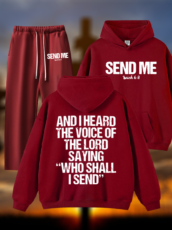 Send Me Isaiah 6:8 Jesus God Christian Plush Fleece-Lined Hoodie Set