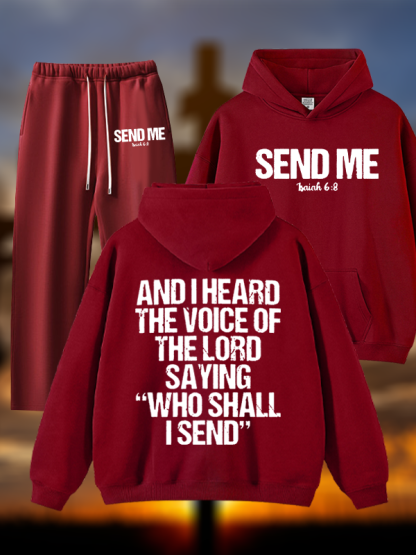 Send Me Isaiah 6:8 Jesus God Christian Plush Fleece-Lined Hoodie Set
