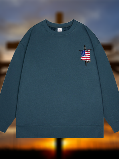 Faith Flag Cross Jesus God Christian Sweatshirt