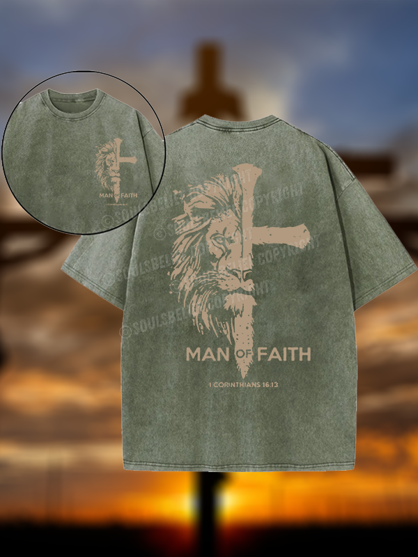Man of Faith Christian Washed T-Shirt