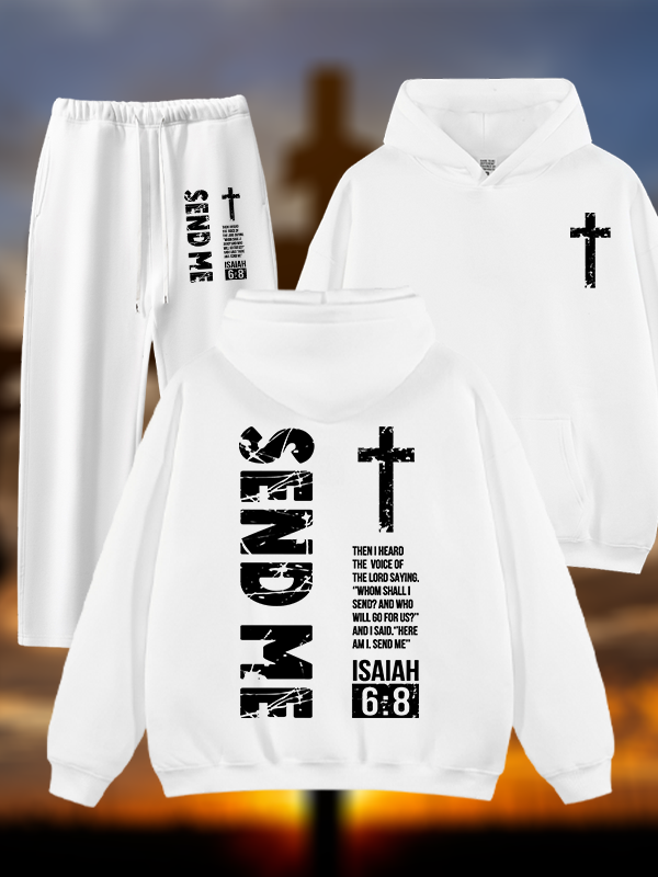 Send Me Isaiah 6:8 Jesus God Christian Plush Fleece-Lined Hoodie Set