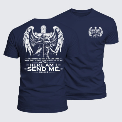 [Copy]Luxe Mercerized Cotton Tee -  Here I Am Send Me Isaiah 6:8 Knight Templar Crusader
