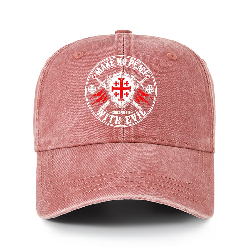Heritage Washed Cap - Make No Peace with Evil Knight Templar Jerusalem Cross