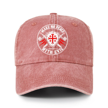 Heritage Washed Cap - Make No Peace with Evil Knight Templar Jerusalem Cross