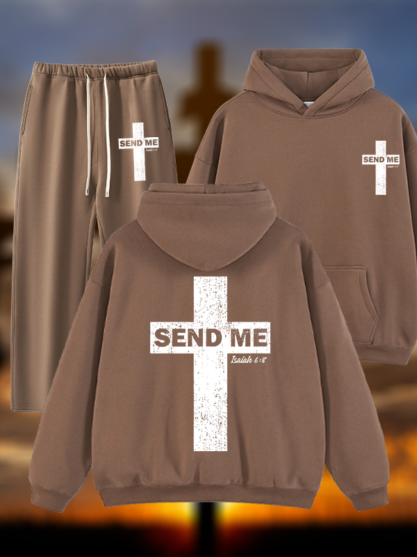 Send Me Isaiah 6:8 Jesus God Christian Plush Fleece-Lined Hoodie Set