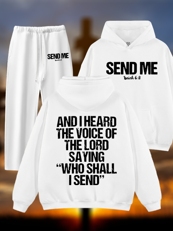 Send Me Isaiah 6:8 Jesus God Christian Plush Fleece-Lined Hoodie Set