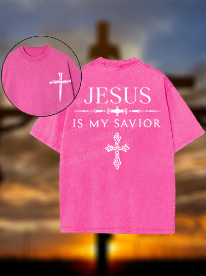 Jesus Is My Savior Christian Washed T-Shirt