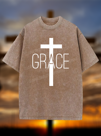 Grace Cross Christian Washed T-Shirt