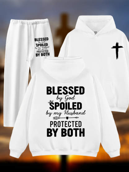 God Bless Jesus God Christian Plush Fleece-Lined Hoodie Set