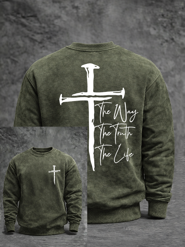 Jesus The Way The Truth The Life Jesus God Christian Washed Sweatshirt
