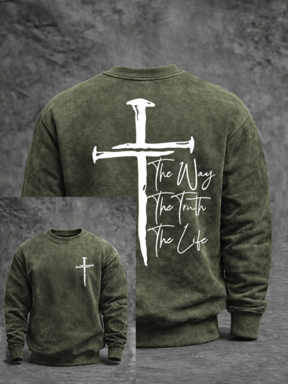 Jesus The Way The Truth The Life Jesus God Christian Washed Sweatshirt