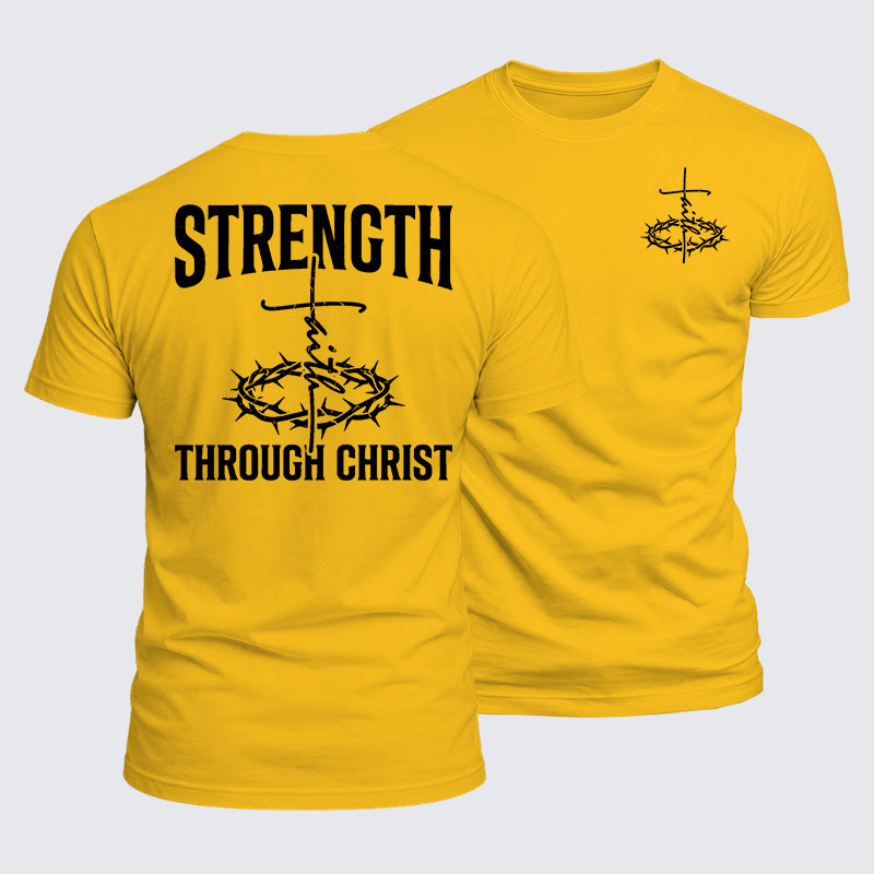 Strength Through Christ Jesus God Christian  – Luxe Mercerized Interlock Cotton Tee