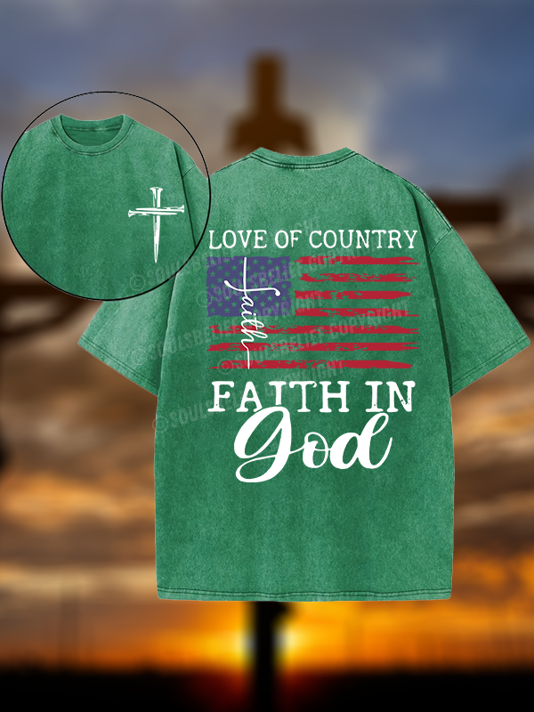 Faith In God Christian Washed T-Shirt