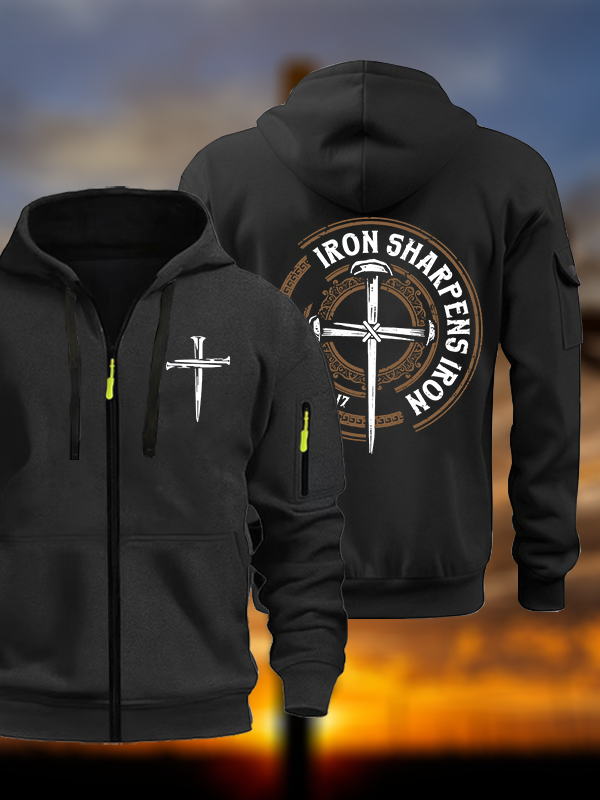 Iron Sharpens Iron - Proverbs 27:17 Jesus God Christian Zipper Hoodies