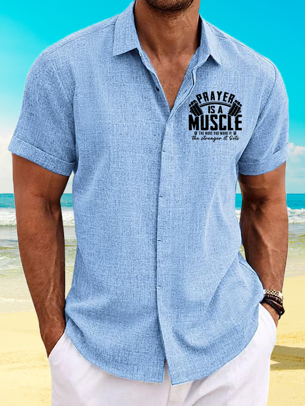 Prayer Is A Muscle Cross Jesus God Christian Short Sleeve Shirt