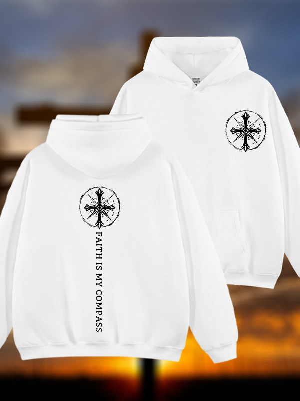 Faith Is My Compass Jesus God Christian Plush Fleece-Lined Hoodie
