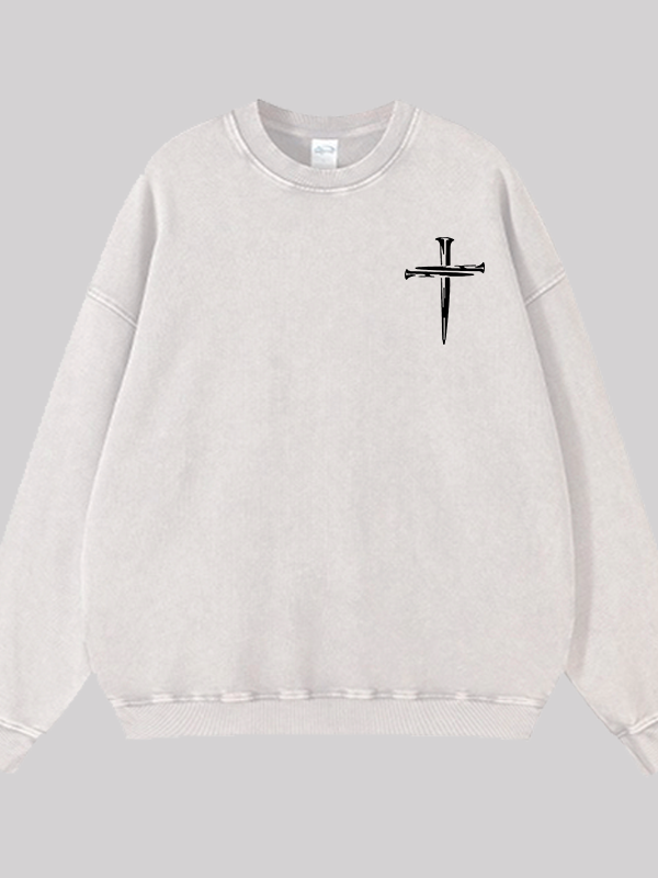 Cross Jesus God Christian Washed Sweatshirt