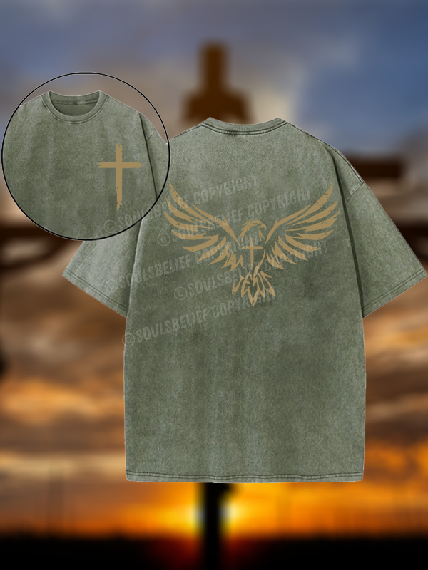 Wings Like Eagles Christian Washed T-Shirt
