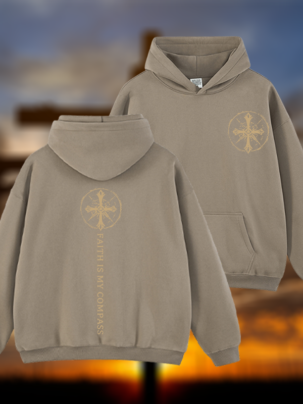 Faith Is My Compass Jesus God Christian Plush Fleece-Lined Hoodie