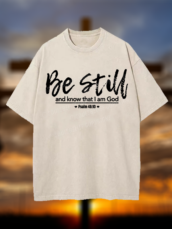 Psalm 46:10 Christian Washed T-Shirt