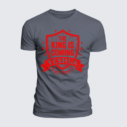 Yeshua The King Is Coming Hebrew Name Jesus God Christian  – Luxe Mercerized Interlock Cotton Tee