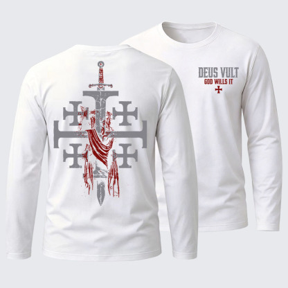 Deus Vult: God Wills It Cotton Long Sleeve T-Shirt