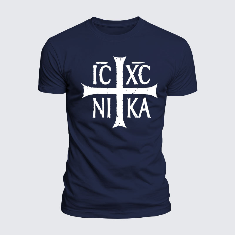 Luxe Mercerized Cotton Tee - ICXC NIKA Christogram Jesus Christ is winner