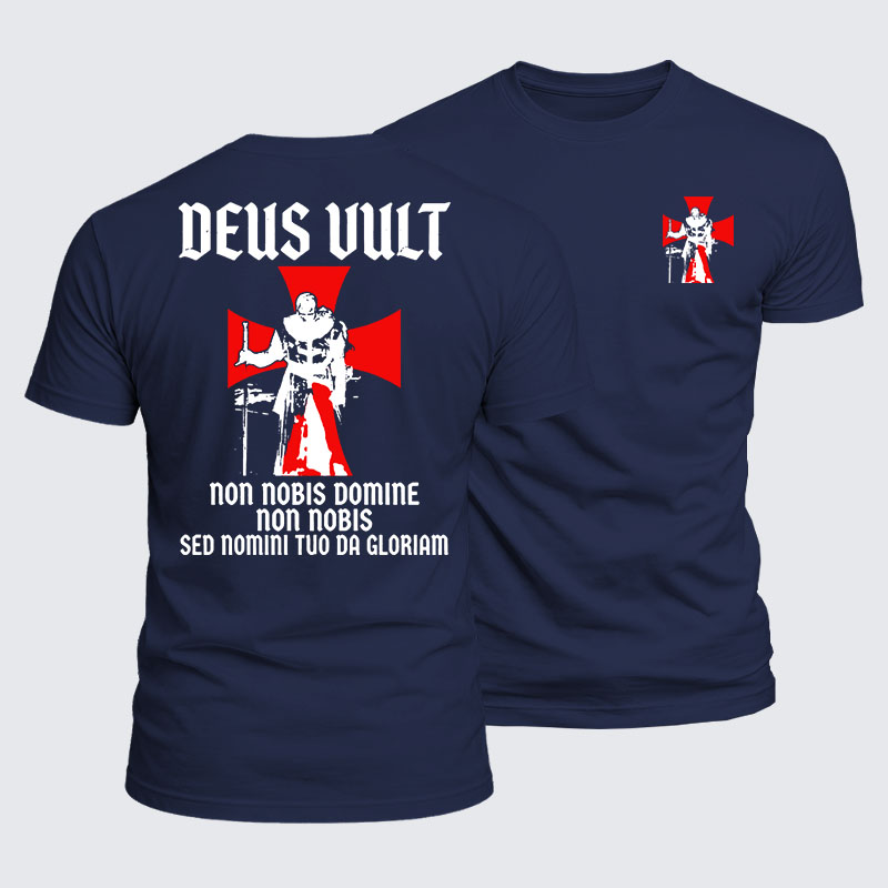 Luxe Mercerized Cotton Tee - Deus Vult Non Nobis Domine, Non Nobis, Sed Nomini Tuo Da Gloriam