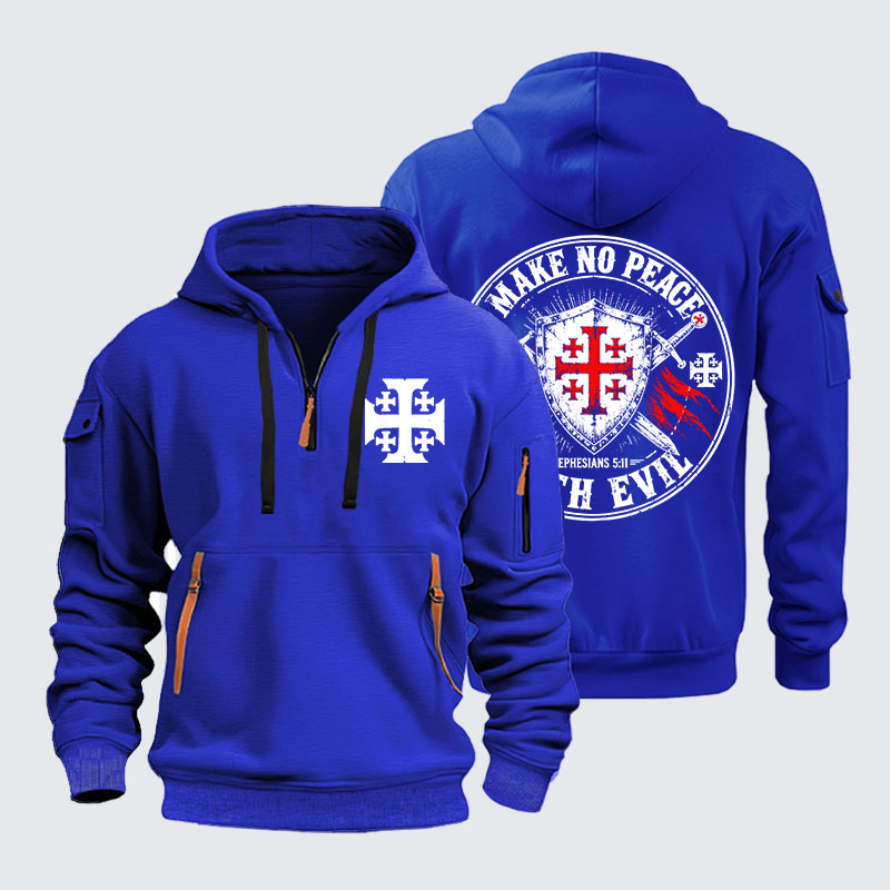 Zipper Hoodies - Make No Peace with Evil Knight Templar Jerusalem Cross