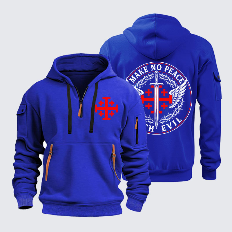 Zipper Hoodies - Make No Peace with Evil Jerusalem Cross
