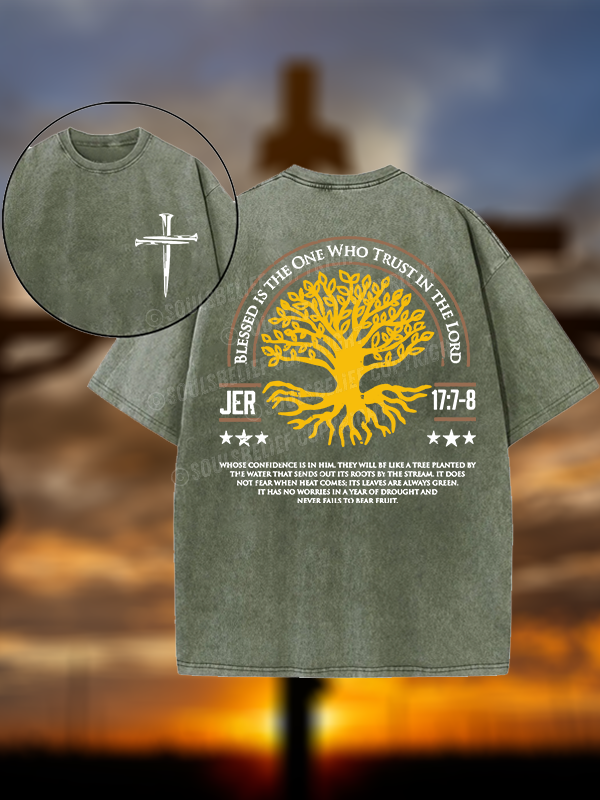 Blessed Is The One Who Trust In The Lord Jesus God Christian Washed T-Shirt