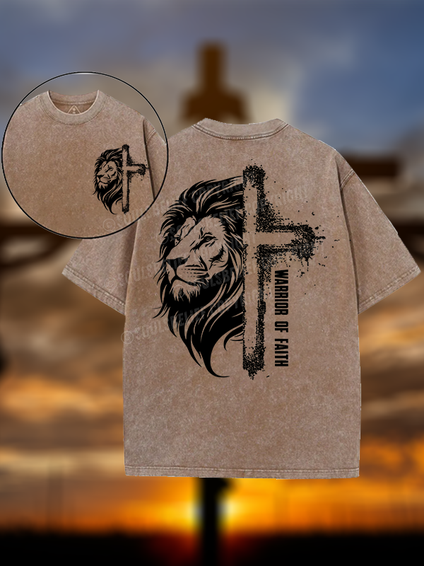 Warrior of Faith Christian Washed T-Shirt