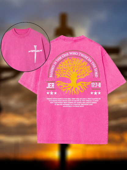 Blessed Is The One Who Trust In The Lord Jesus God Christian Washed T-Shirt