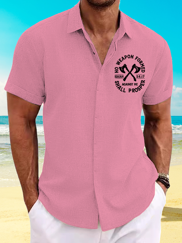 No Weapon Formed Shall Prosper - Isaiah 54:17 Jesus God Christian Short Sleeve Shirt