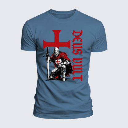 Luxe Mercerized Cotton Tee - Templar Knight Crusader Deus Vult