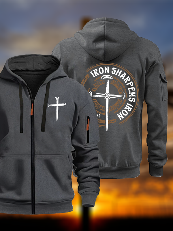 Iron Sharpens Iron - Proverbs 27:17 Jesus God Christian Zipper Hoodies