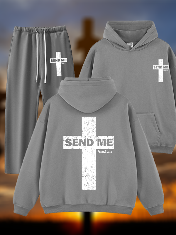 Send Me Isaiah 6:8 Jesus God Christian Plush Fleece-Lined Hoodie Set