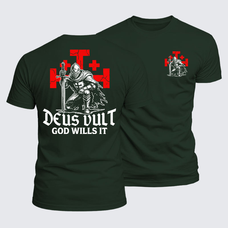 Luxe Mercerized Cotton Tee - Knights Templar Deus Vult