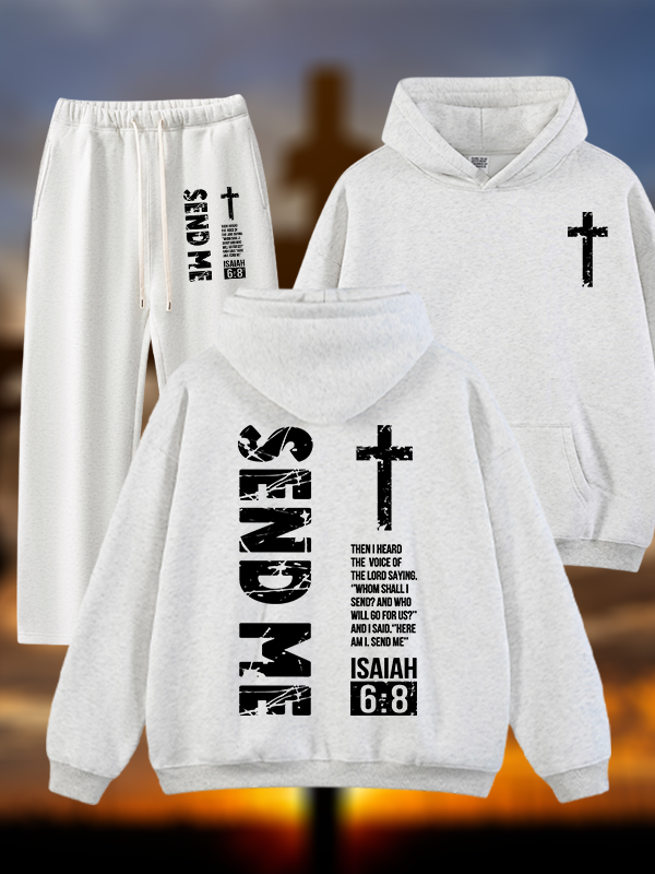 Send Me Isaiah 6:8 Jesus God Christian Plush Fleece-Lined Hoodie Set
