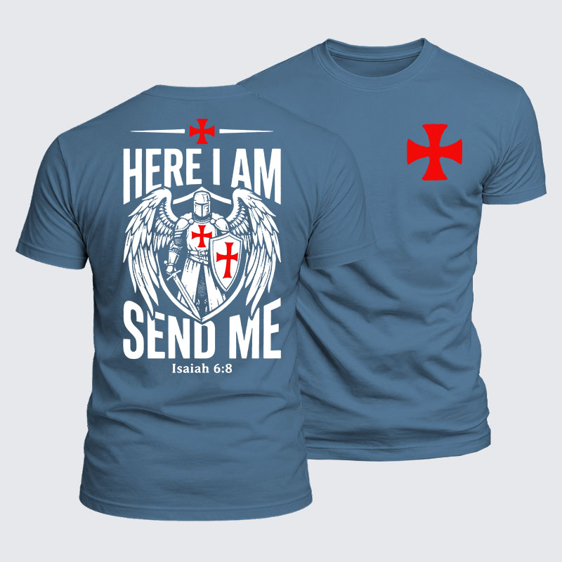 Luxe Mercerized Cotton Tee - Here I Am Send Me Knight Templar Crusader