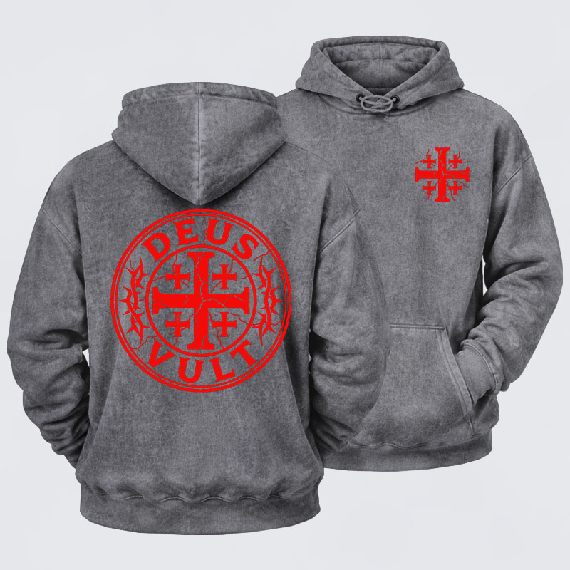 Washed Hoodie - Deus Vult