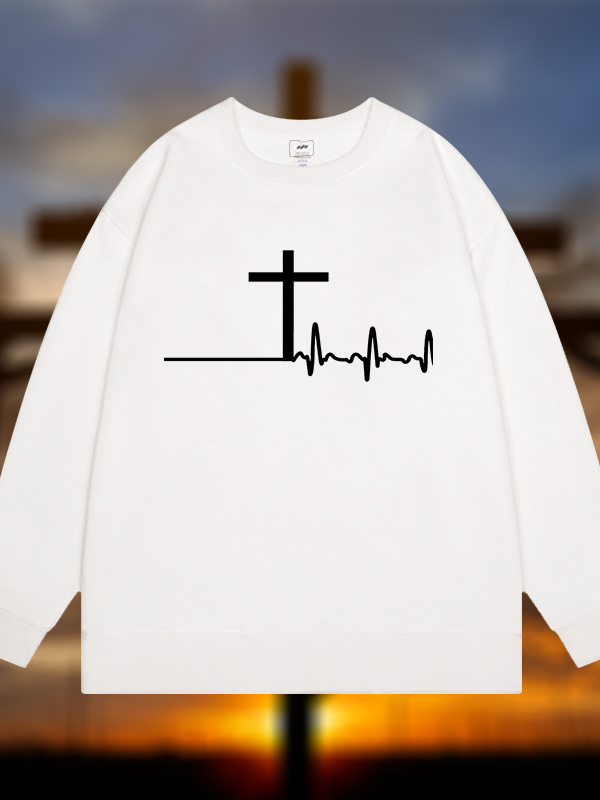 ECG Cross Jesus God Christian Sweatshirt