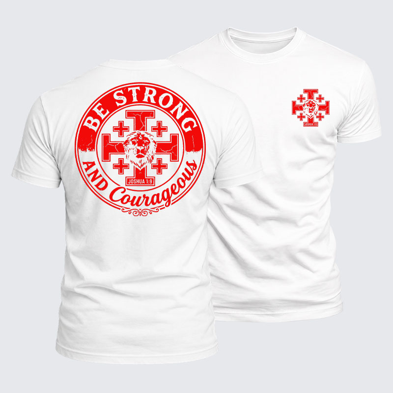 [Copy]Luxe Mercerized Cotton Tee - Be Strong And Courageous Lion Joshua 1:9