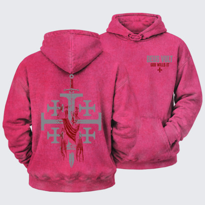 Washed Hoodie - Deus Vult: God Wills It
