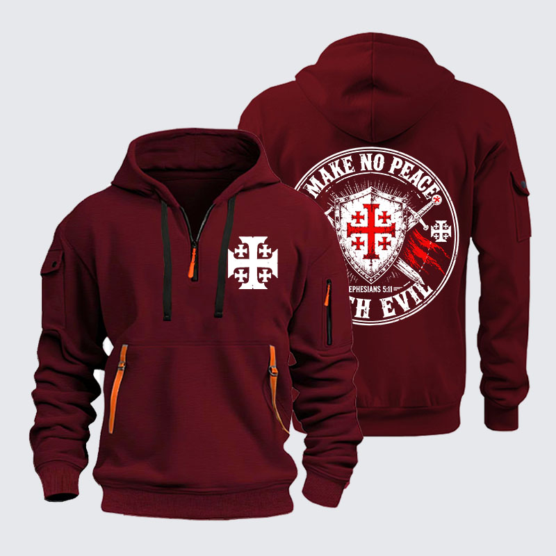 Zipper Hoodies - Make No Peace with Evil Knight Templar Jerusalem Cross