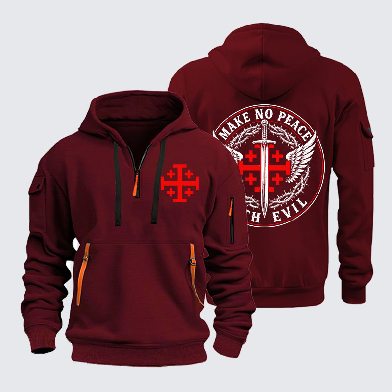Zipper Hoodies - Make No Peace with Evil Jerusalem Cross