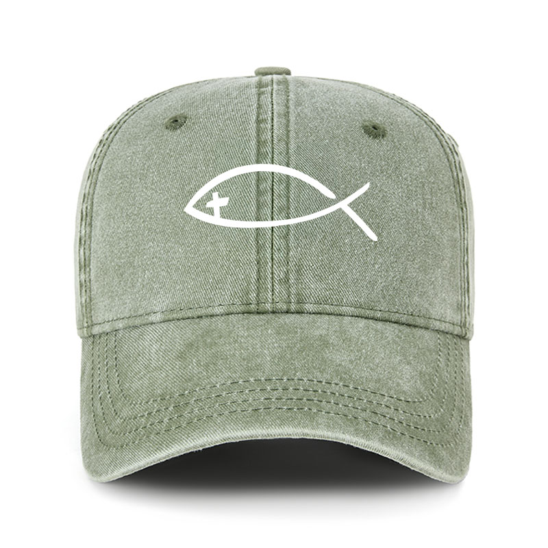 Heritage Washed Cap - Jesus Fish Christ 
