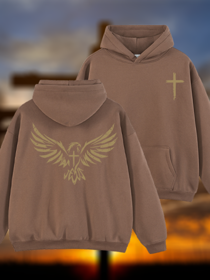 Wings Like Eagles Jesus God Christian Plush Fleece-Lined Hoodie