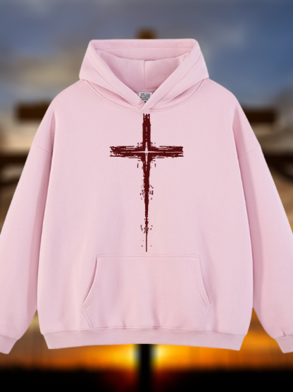 Light of Cross Jesus God Christian Plush Fleece-Lined Hoodie