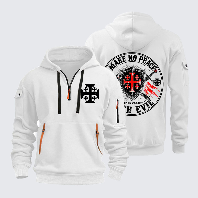 Zipper Hoodies - Make No Peace with Evil Knight Templar Jerusalem Cross
